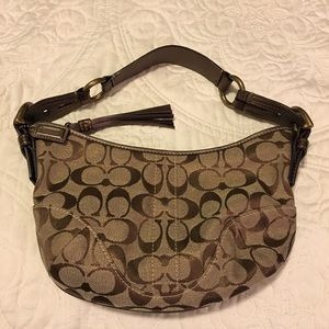 Vintage coach bronze purse, with snake skin strap